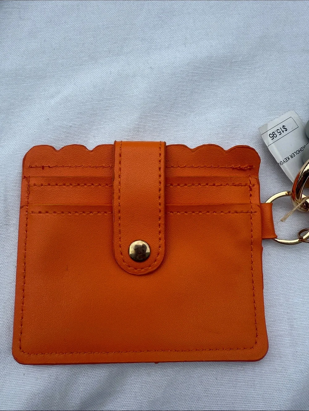 Amazon Orange Leather Cardholder Keyring with Beaded Wristlet